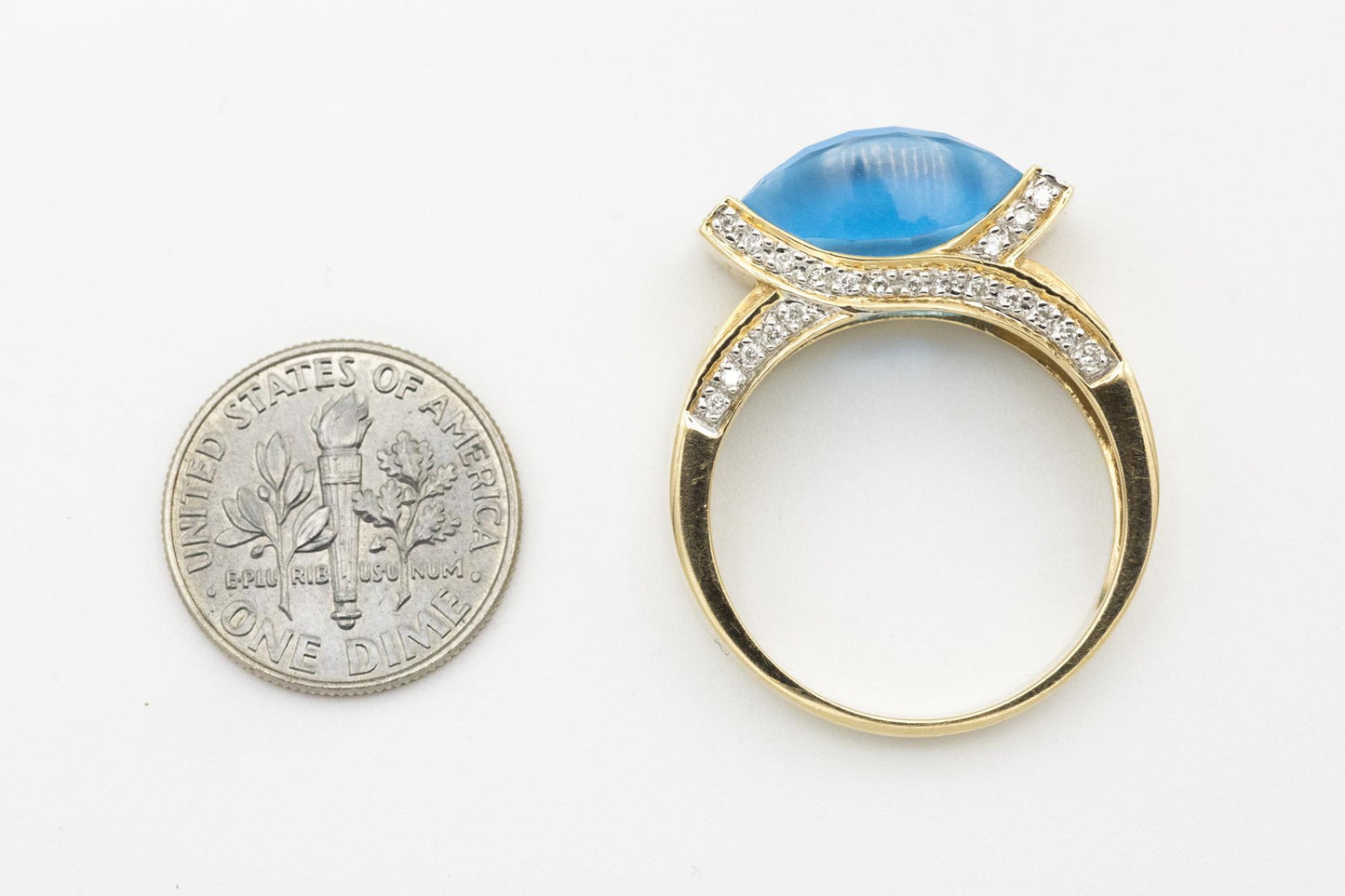 Blue Topaz & Diamond Statement Ring