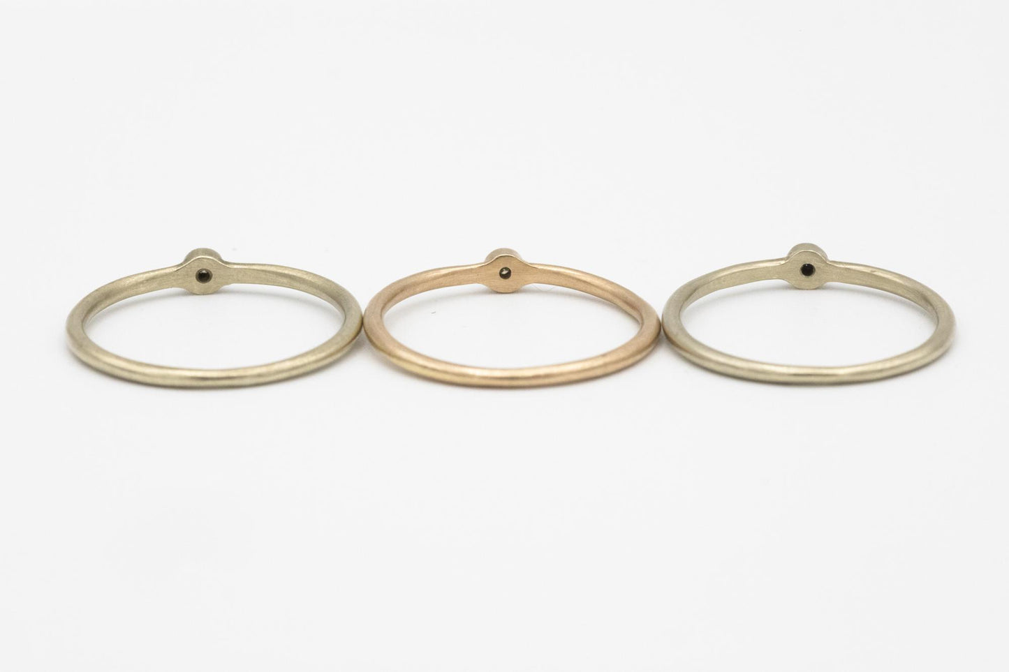 Stackable Set of 18K Gold Rings with Diamonds