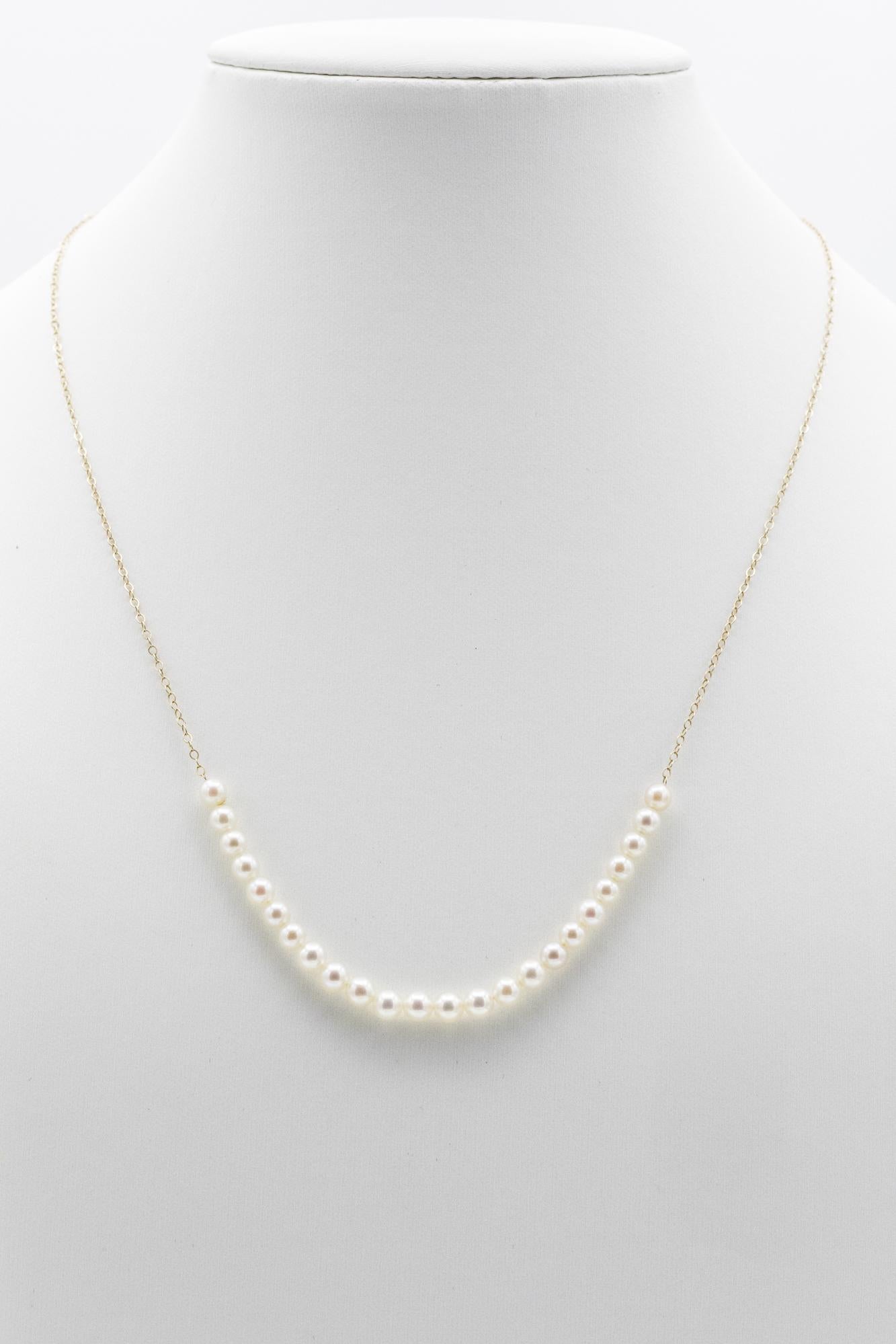 Cultured Pearl Smile Necklace in 14K Gold