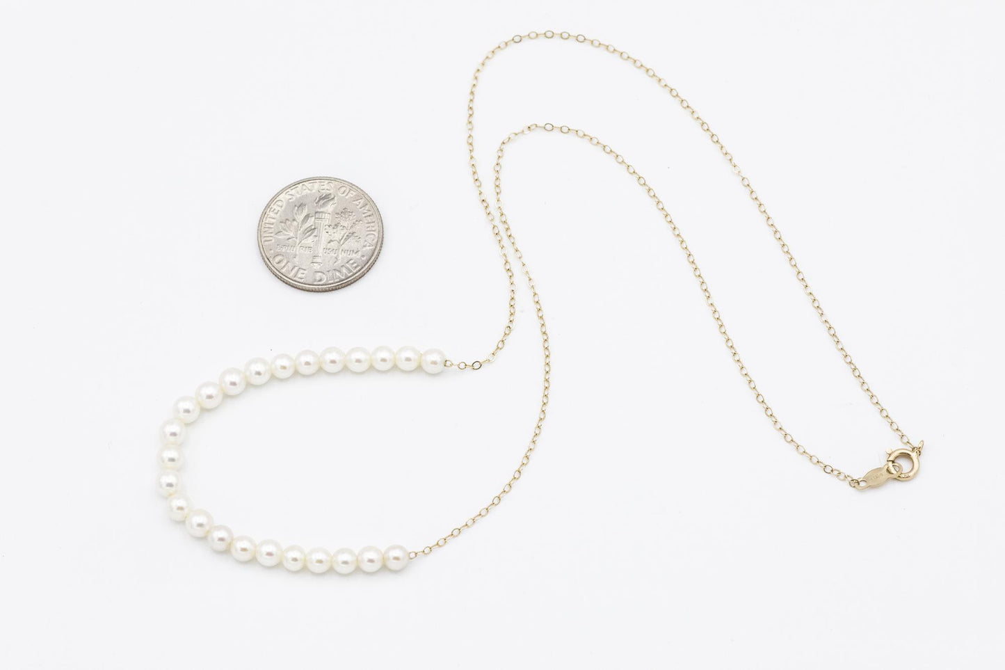 Cultured Pearl Smile Necklace in 14K Gold