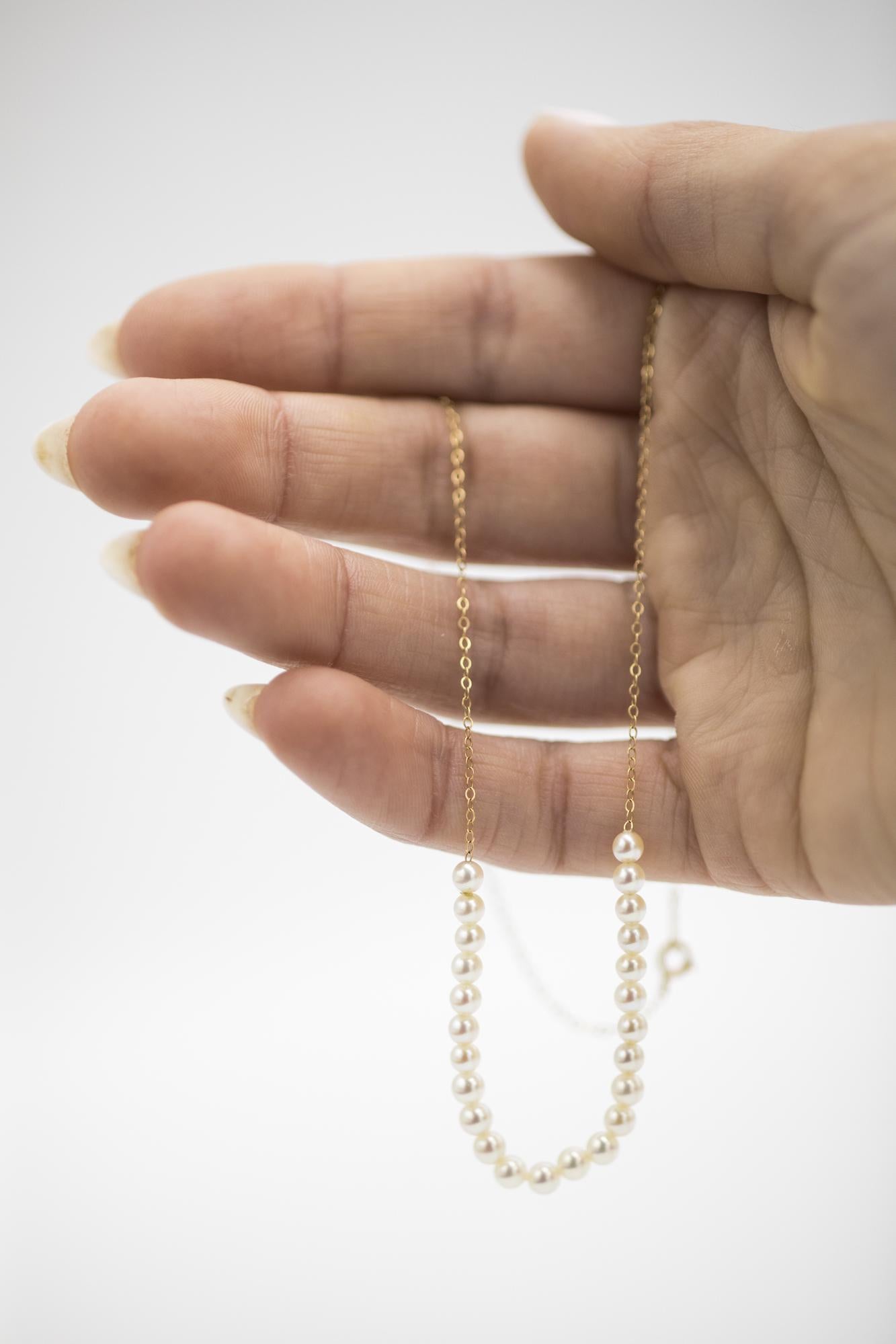 Cultured Pearl Smile Necklace in 14K Gold