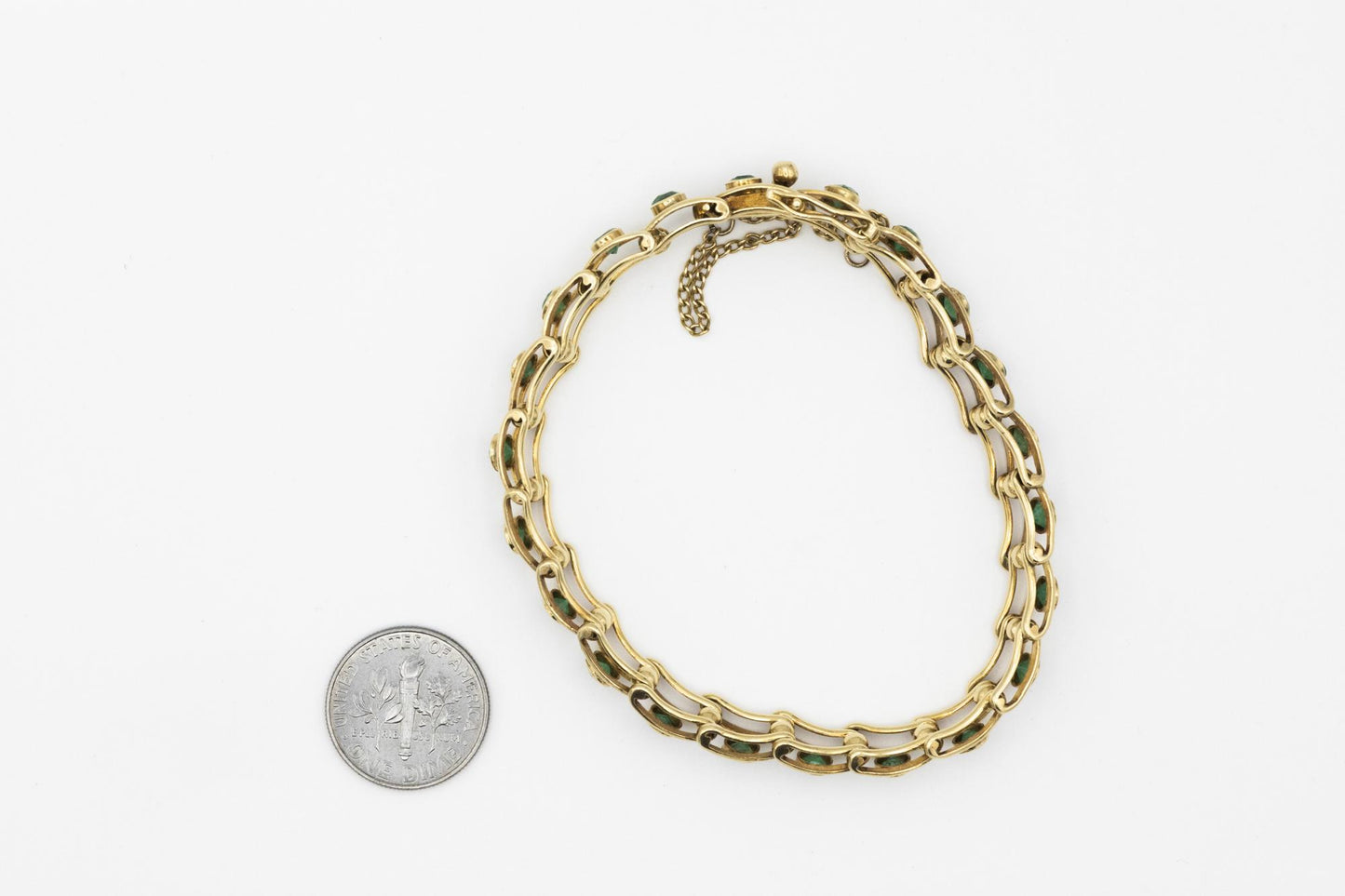 Unique 18K Estate Emerald Link Bracelet