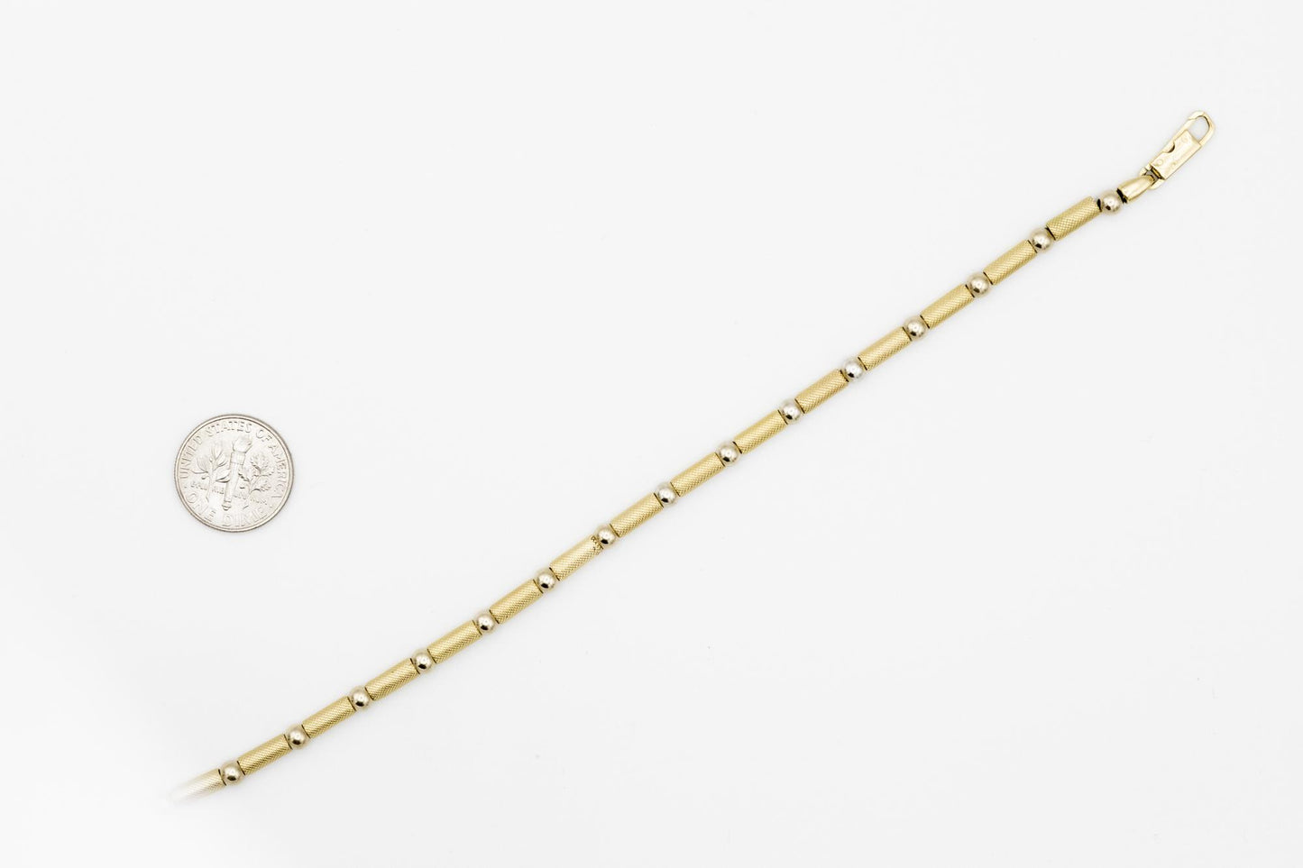 18K Gold Textured Bead Stacking Bracelet