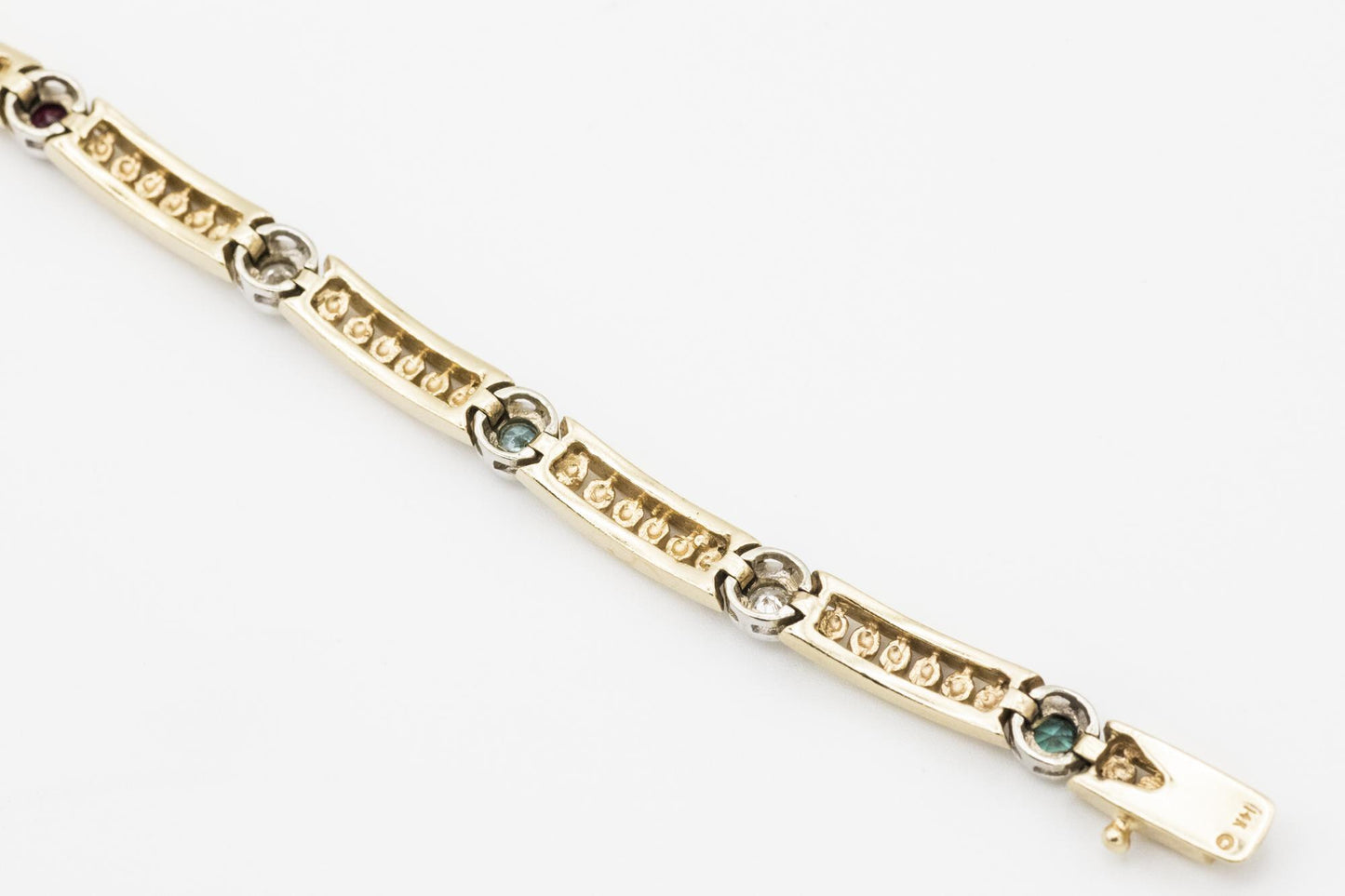 Fabulous 14K Diamond, Ruby, Citrine, Topaz, & Aquamarine Bracelet