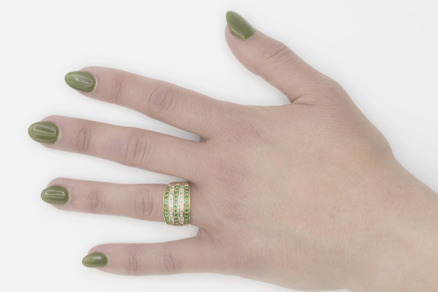 14K Yellow Gold Emerald & Diamond Ring