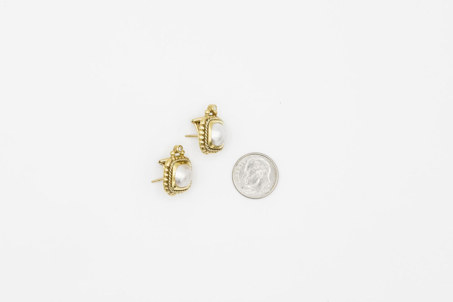 Pearl Earrings with Twisted Rope 18K YG Setting