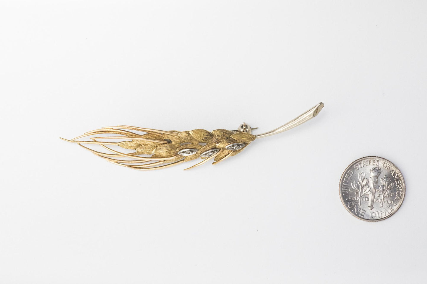 18K Yellow Gold and Diamond Wheat Sheaf Brooch