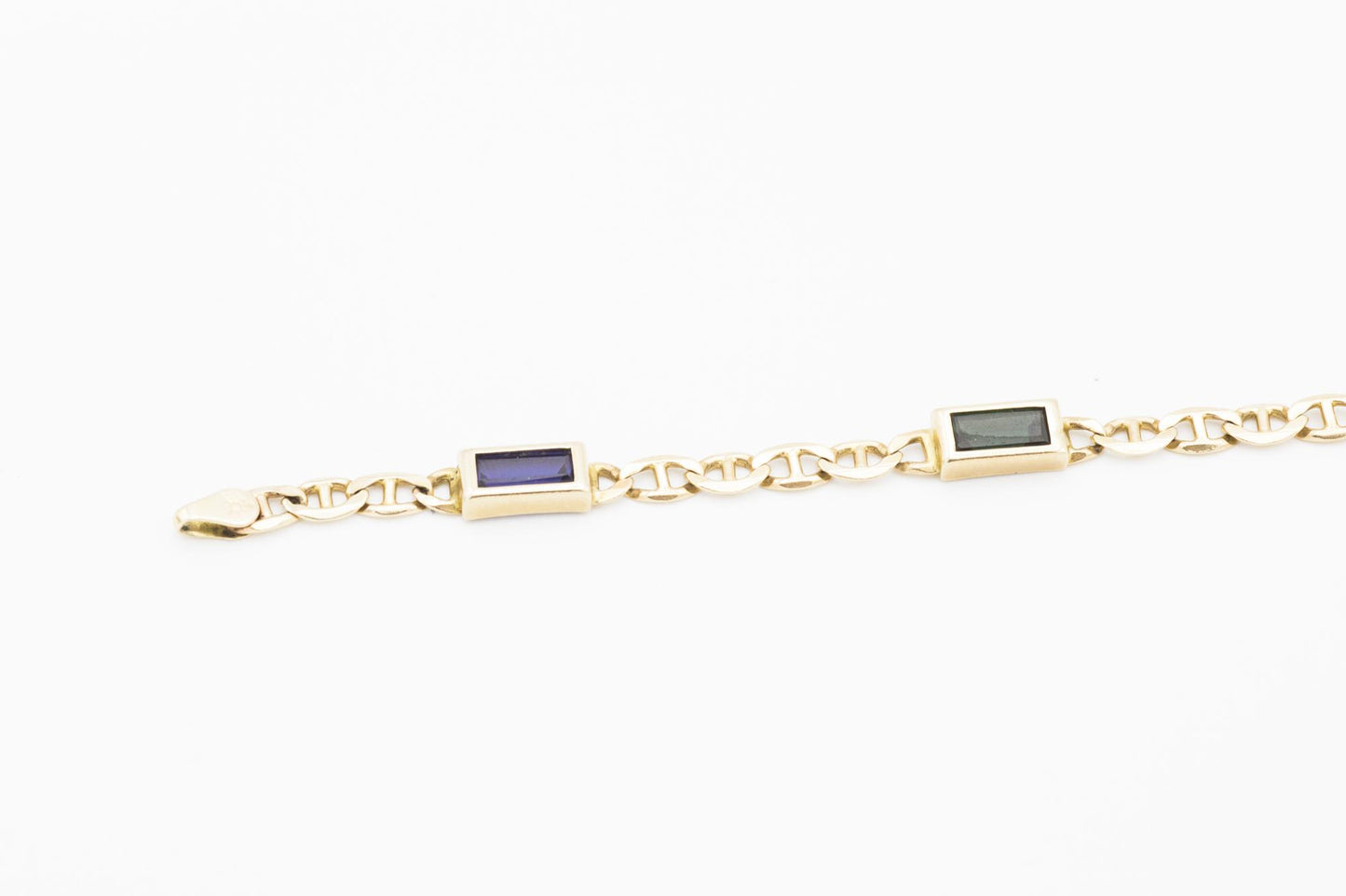 14K YG Multi-Gem Bracelet with Mariner Links