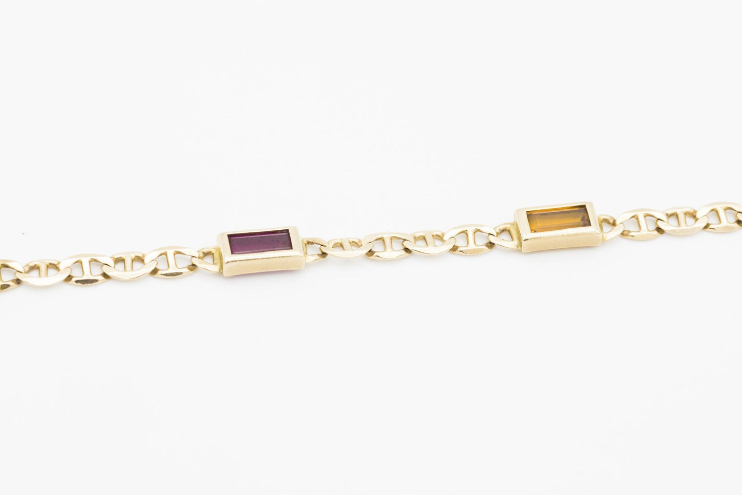 14K YG Multi-Gem Bracelet with Mariner Links