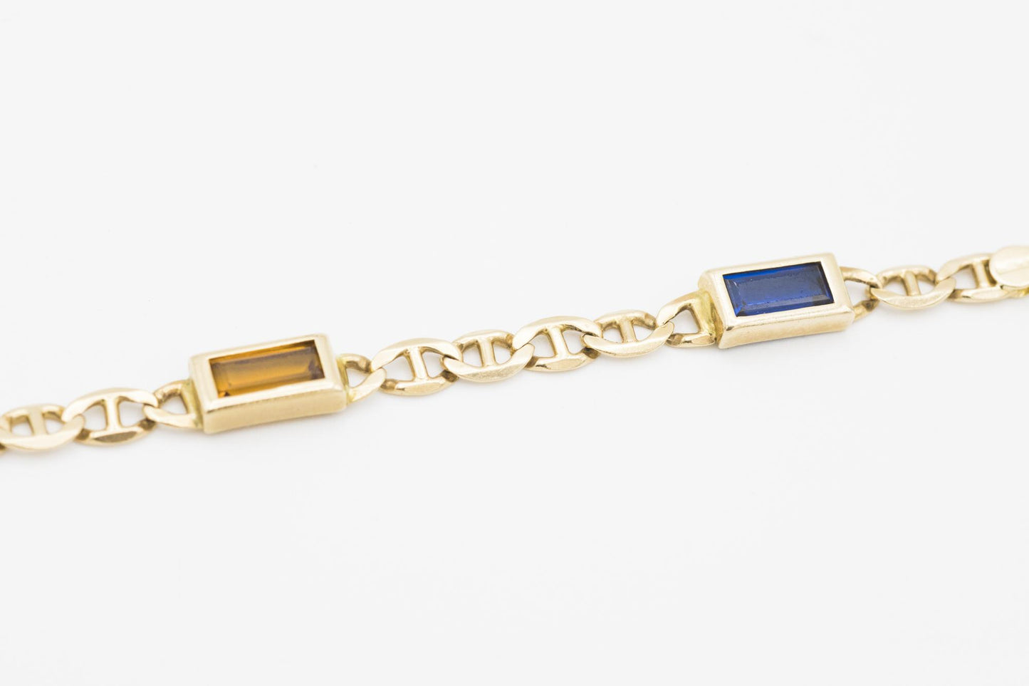 14K YG Multi-Gem Bracelet with Mariner Links