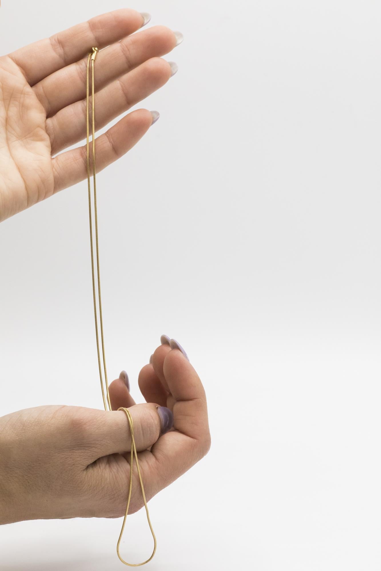 14K Yellow Gold Italian Snake Chain Necklace, 25"