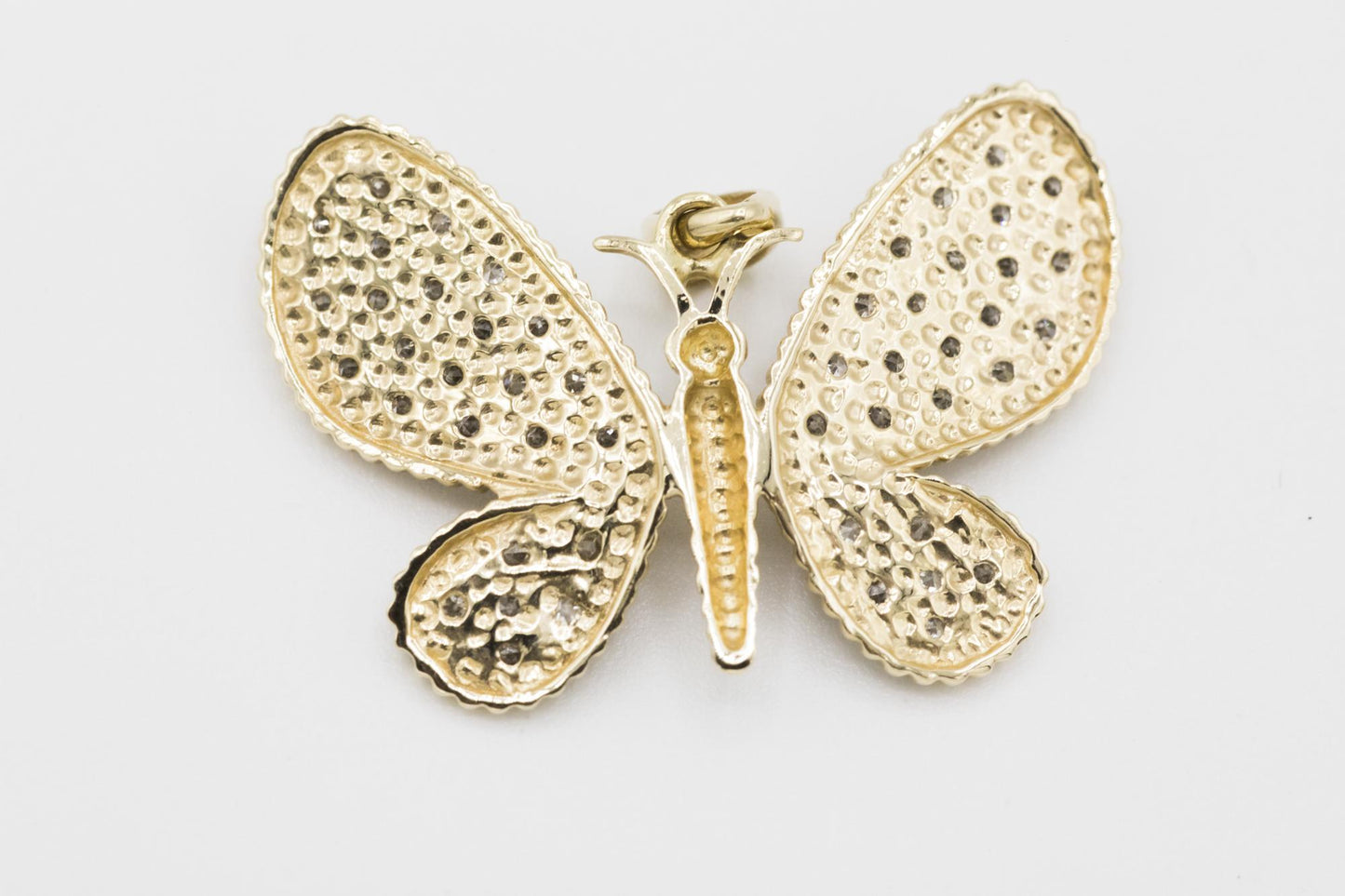 14K Yellow Gold Pavé Diamond Butterfly Pendant