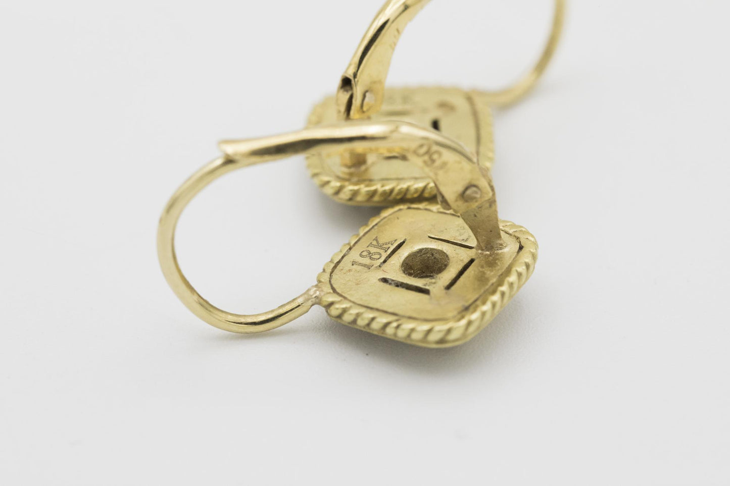 18K Yellow Gold Pave Diamond Dangle Earrings