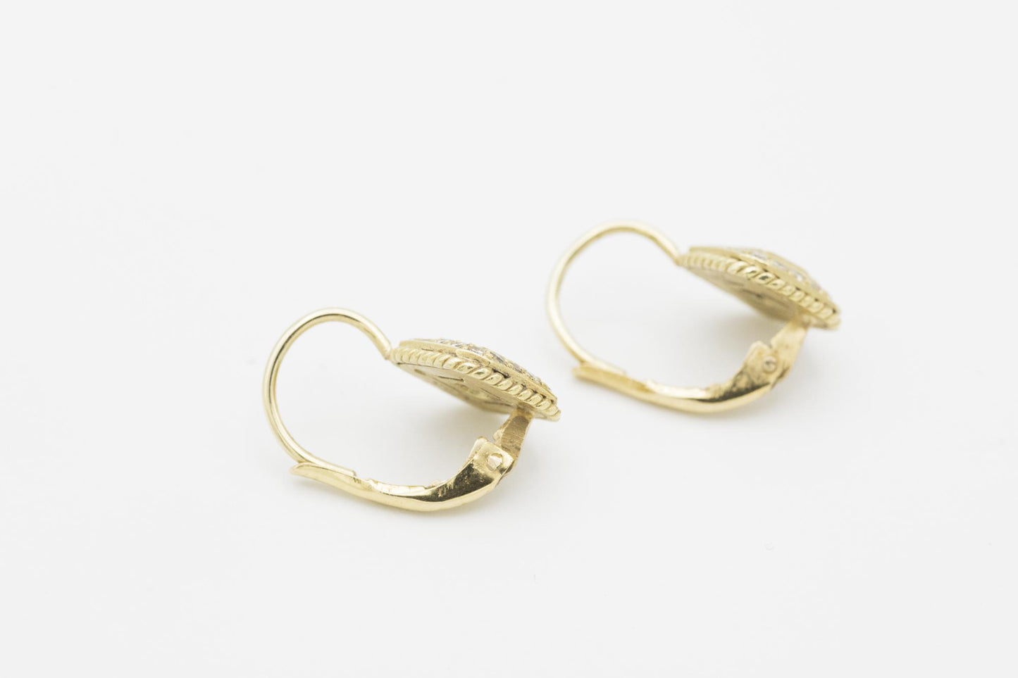 18K Yellow Gold Pave Diamond Dangle Earrings