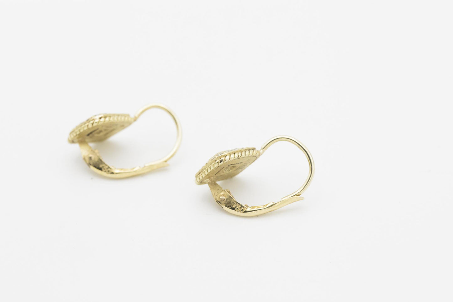 18K Yellow Gold Pave Diamond Dangle Earrings