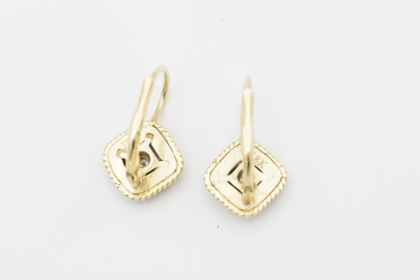 18K Yellow Gold Pave Diamond Dangle Earrings