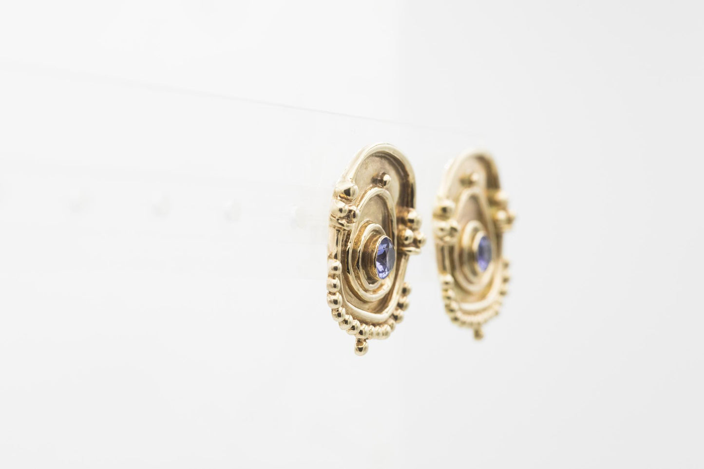 14K Tanzanite Artisan Earrings by Susan Drabkin