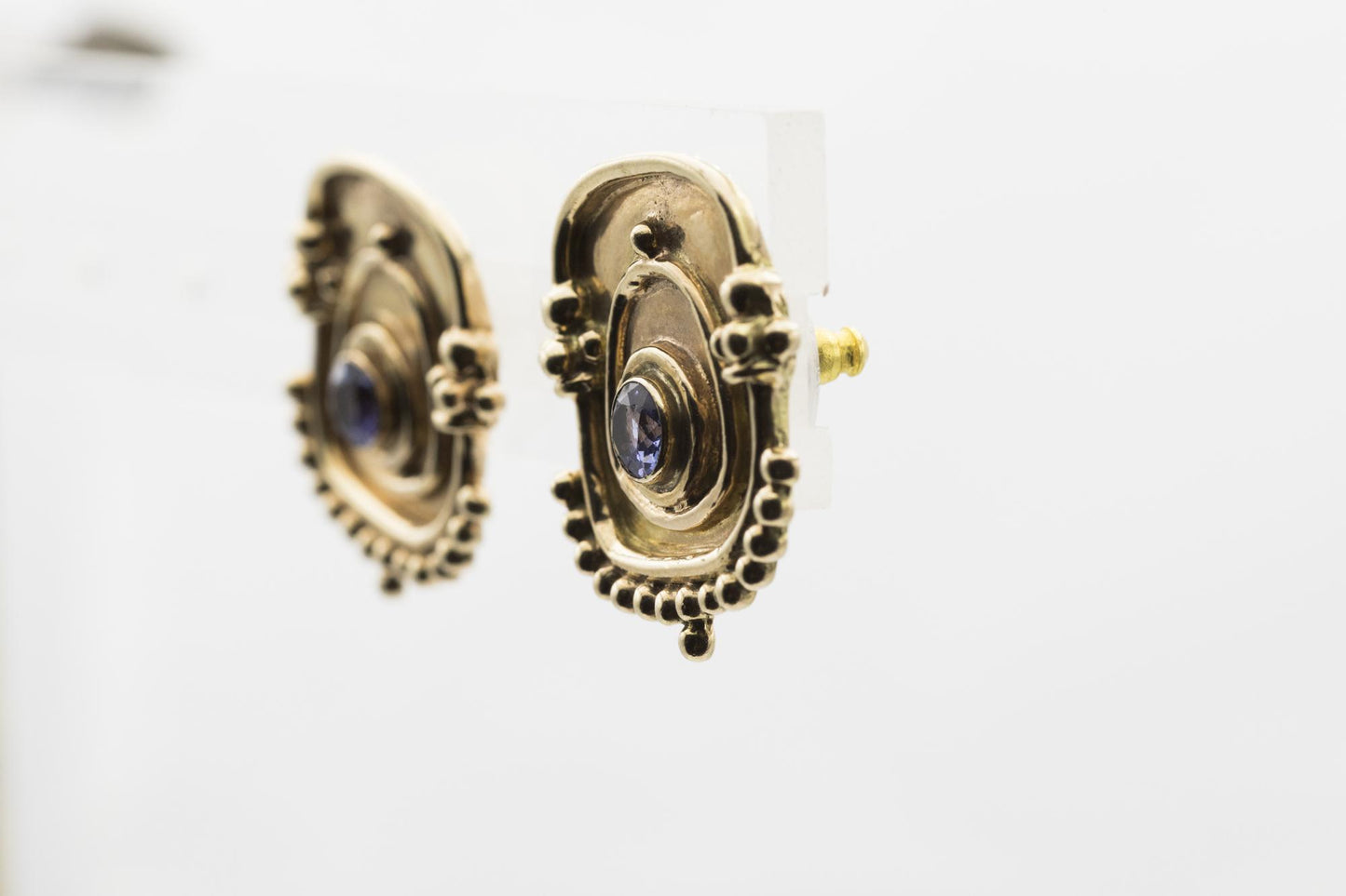 14K Tanzanite Artisan Earrings by Susan Drabkin