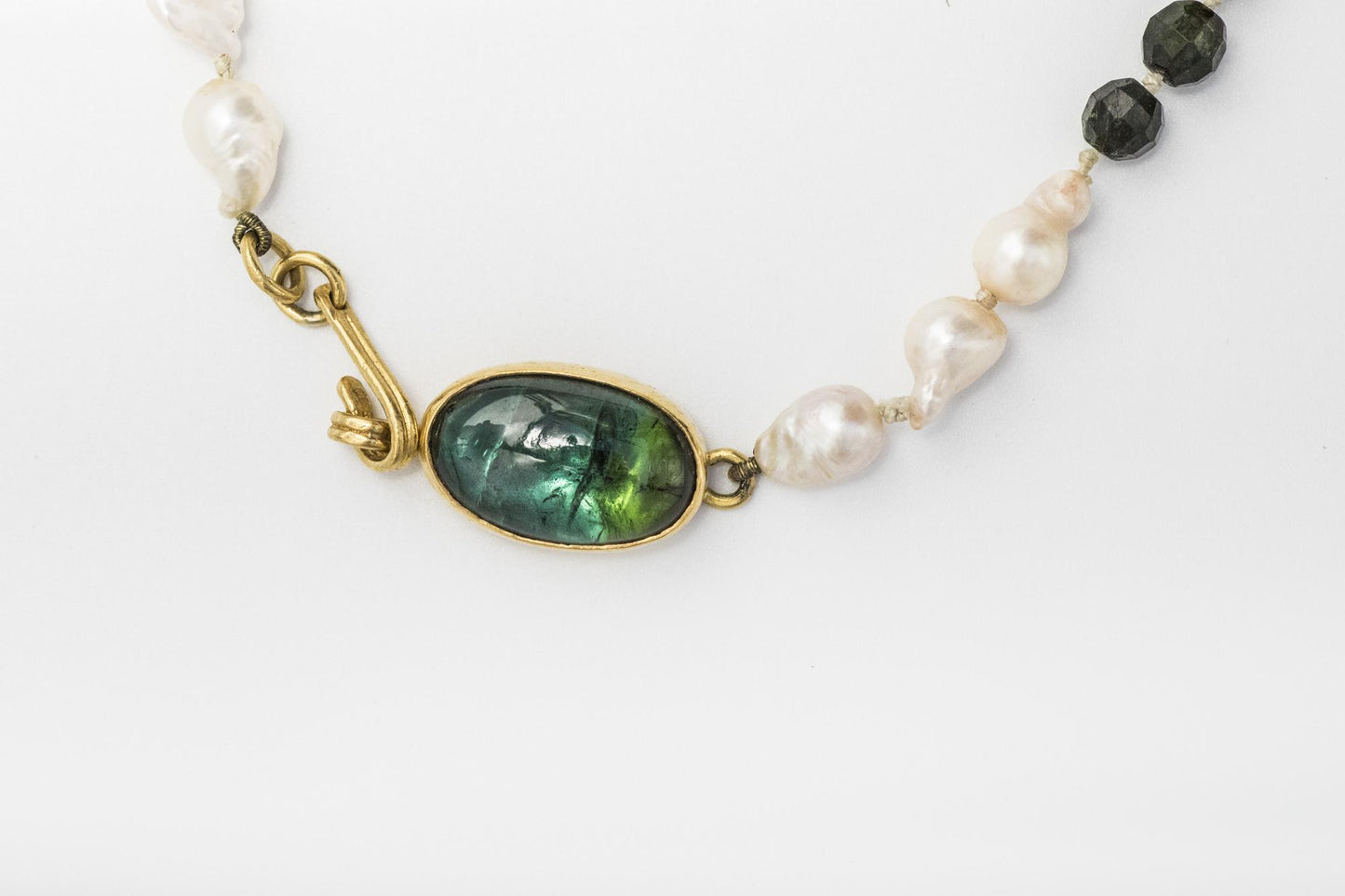 22K Tourmaline Freshwater Pearl Necklace