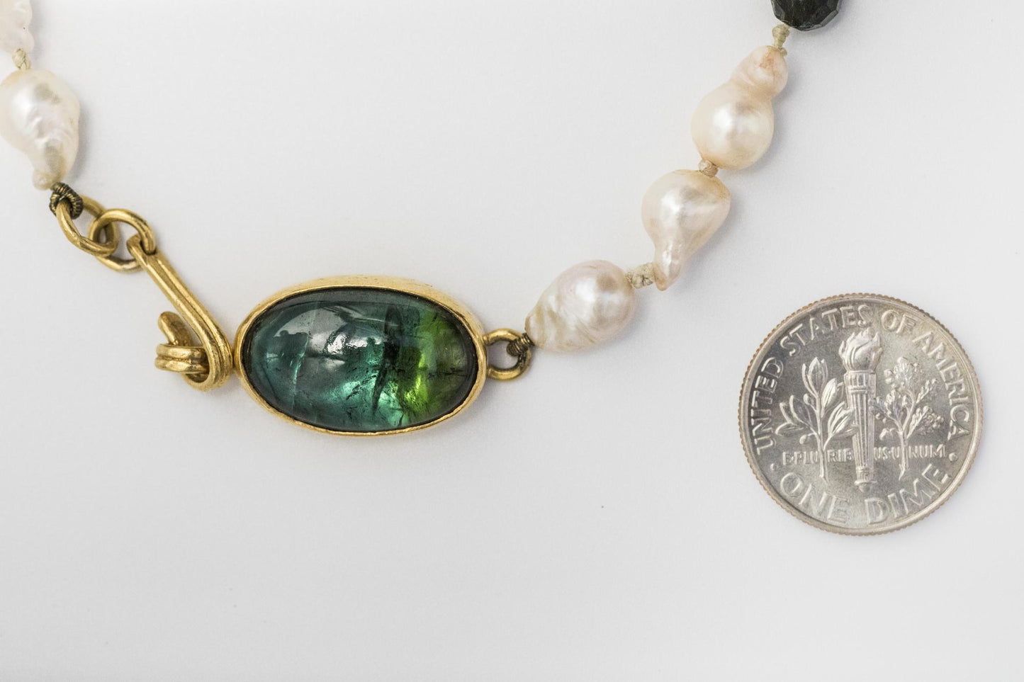 22K Tourmaline Freshwater Pearl Necklace