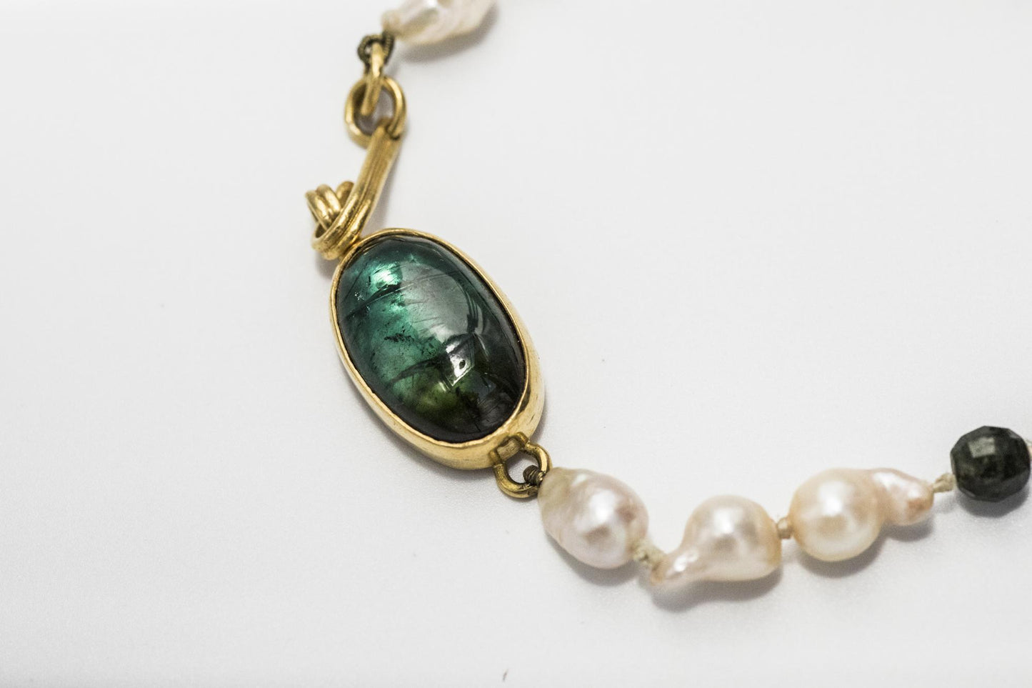 22K Tourmaline Freshwater Pearl Necklace