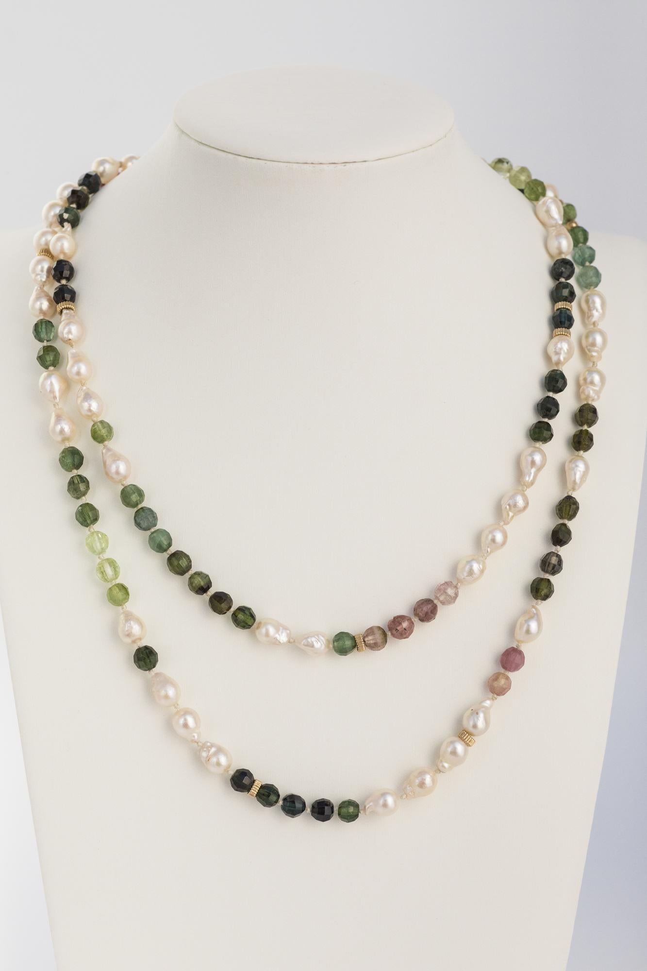 22K Tourmaline Freshwater Pearl Necklace