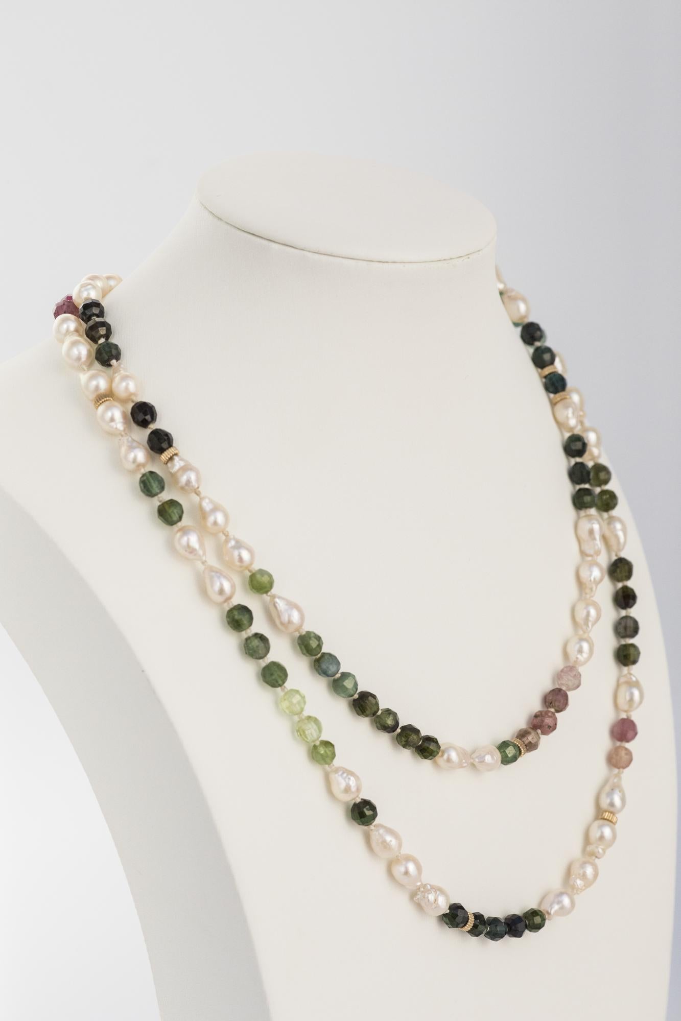 22K Tourmaline Freshwater Pearl Necklace