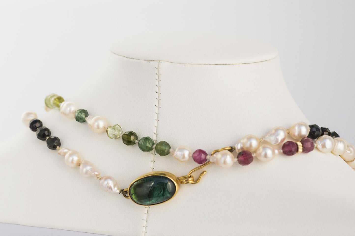 22K Tourmaline Freshwater Pearl Necklace