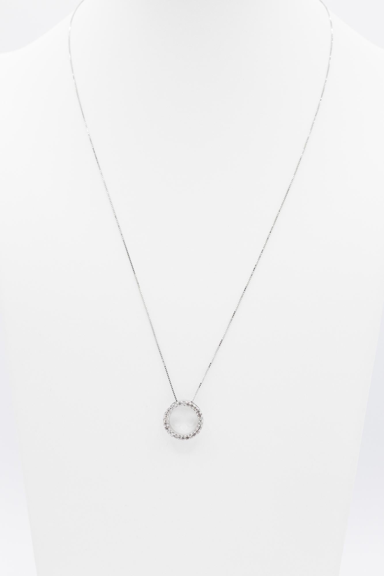 14K White Gold Diamond Circle Pendant