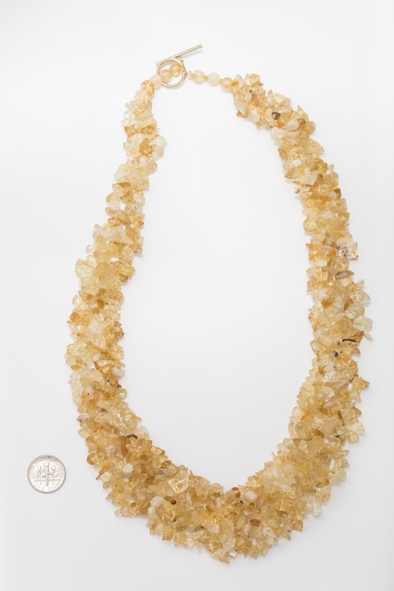 Fabulous Citrine Beaded Collar Necklace with 14K Yellow Gold Toggle Clasp