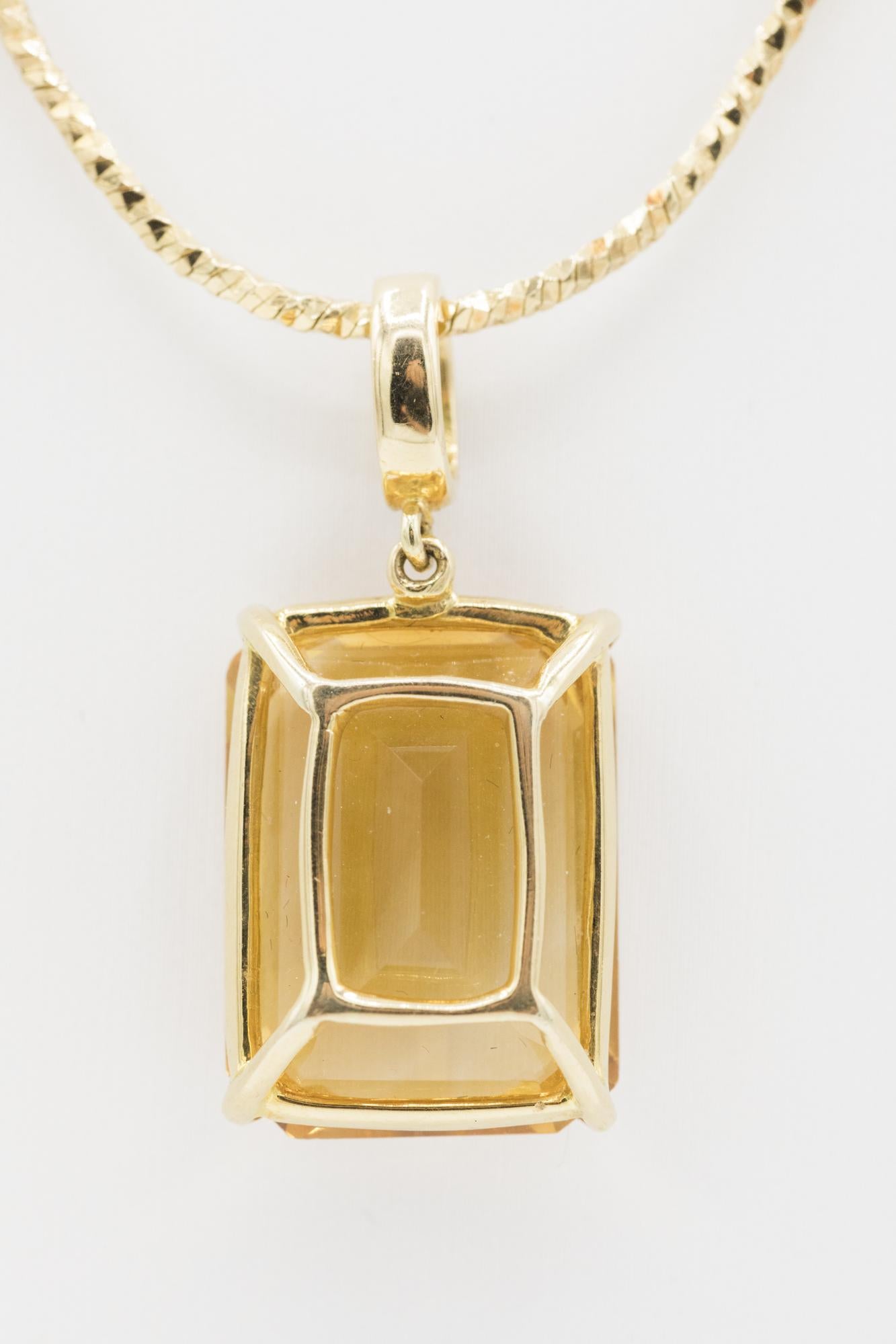 18K YG Citrine-Diamond Pendant and Chain