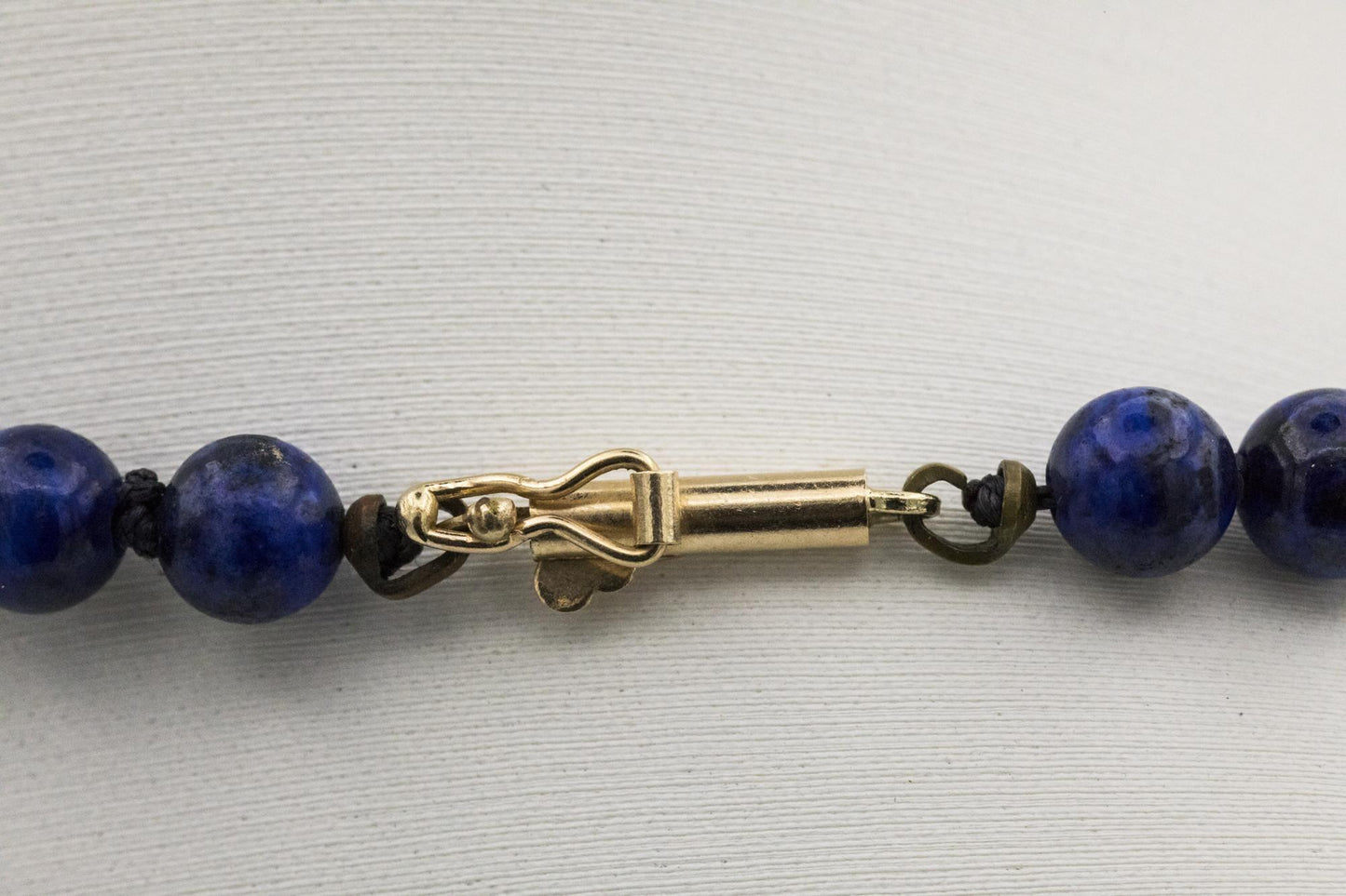 Lapis Beaded Oval Pendant Set in 14K Yellow Gold