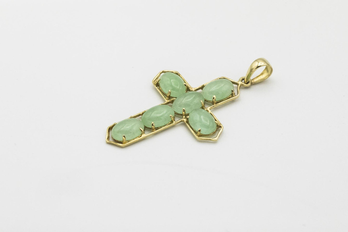 Jadeite Cross Pendant, 14K