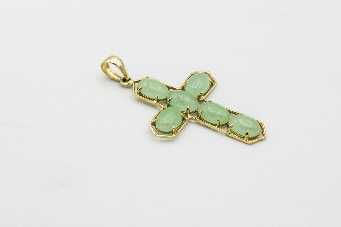 Jadeite Cross Pendant, 14K