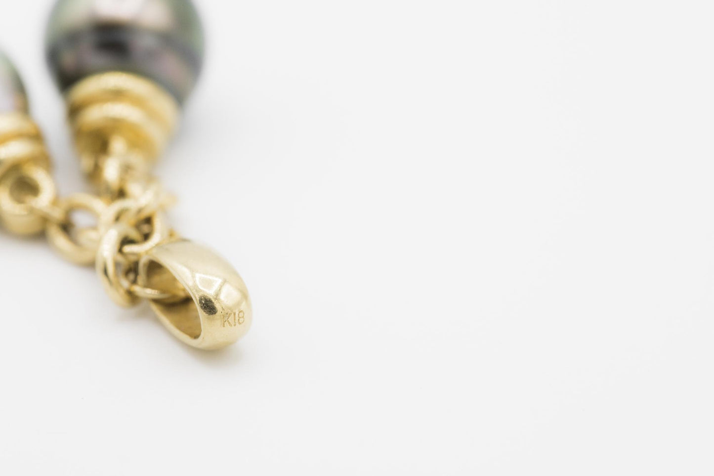 18K Yellow Gold Dual Gray Tahitian Pearl Chain Pendant