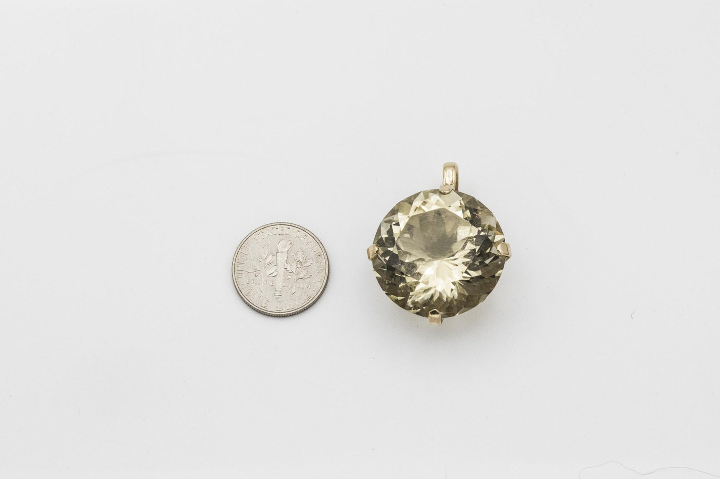 Huge Citrine Pendant Set in 14K Yellow Gold