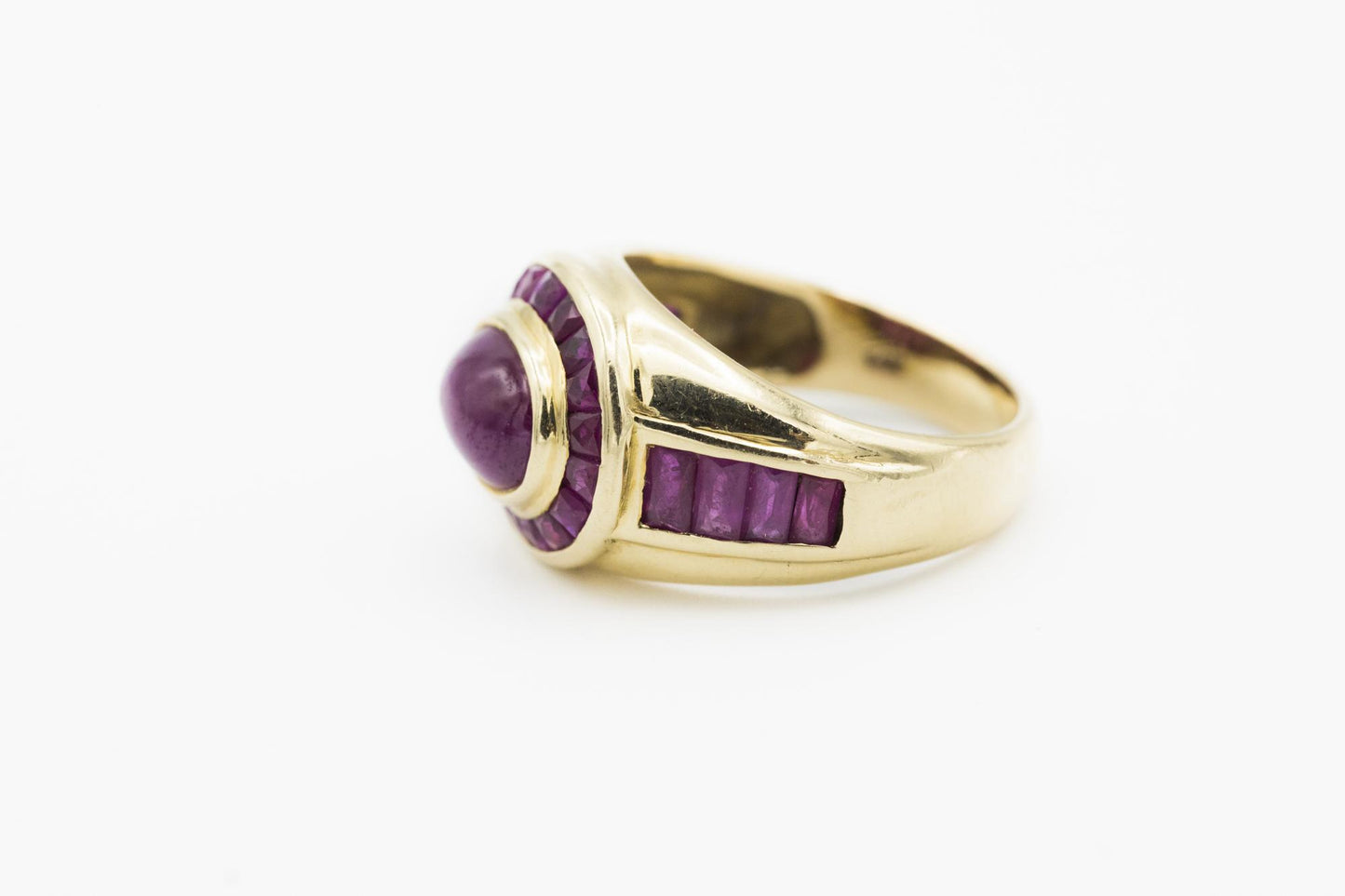 14K Yellow Gold Ruby Cabochon Ring