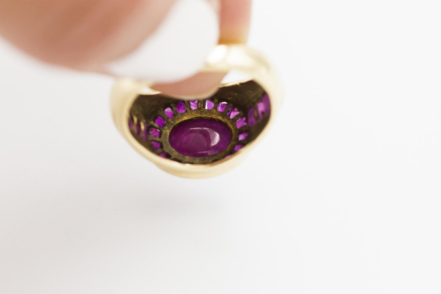14K Yellow Gold Ruby Cabochon Ring