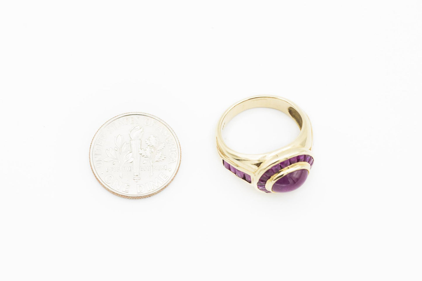 14K Yellow Gold Ruby Cabochon Ring