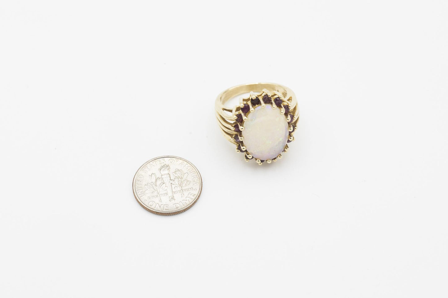 14K Yellow Gold Opal-Ruby Ring