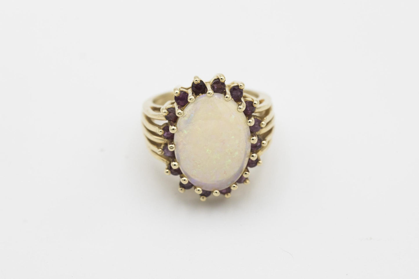 14K Yellow Gold Opal-Ruby Ring