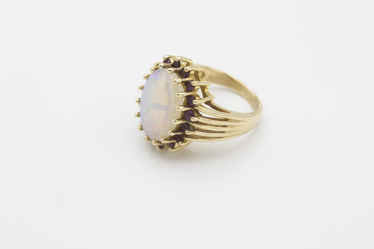 14K Yellow Gold Opal-Ruby Ring