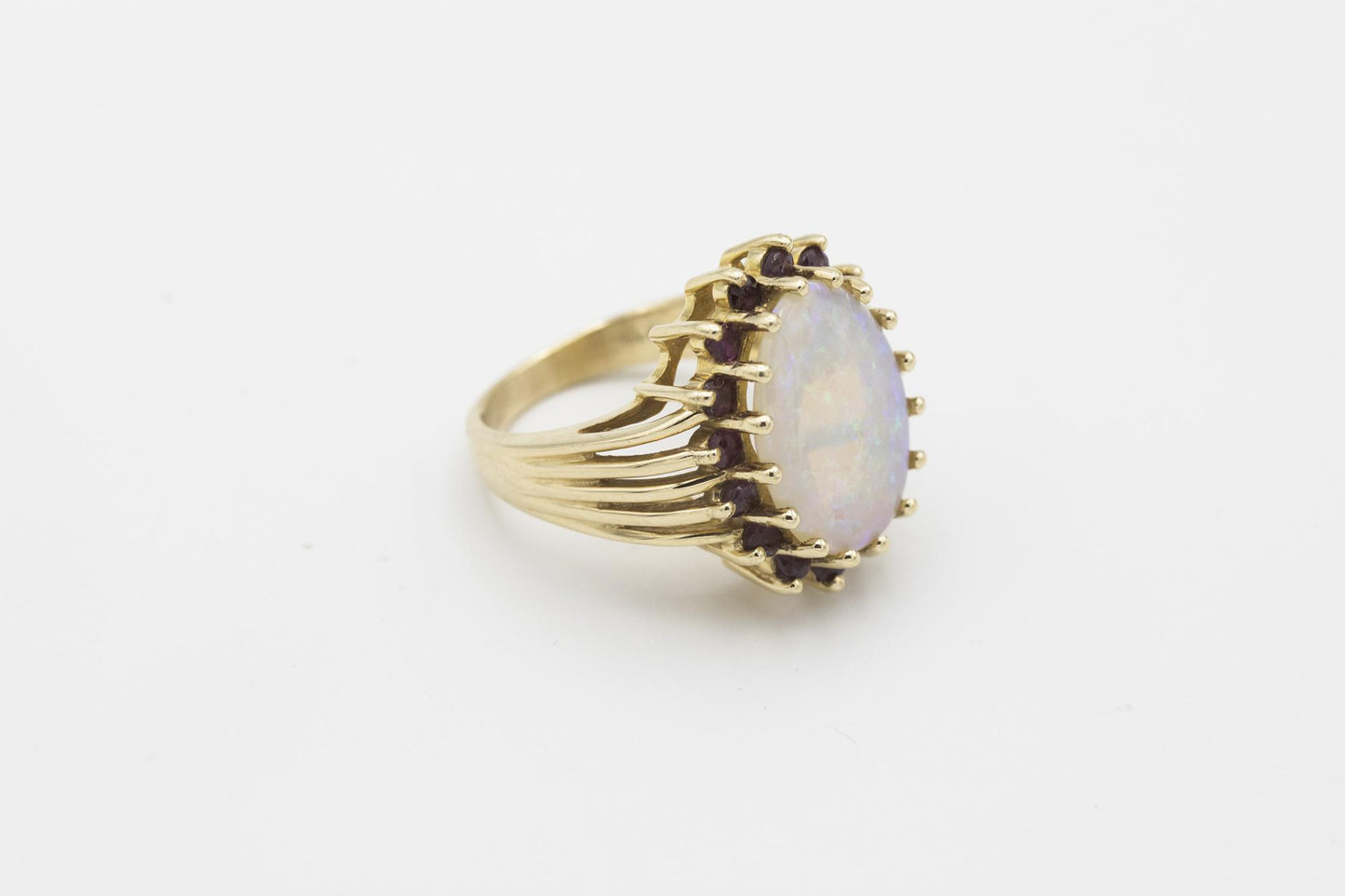 14K Yellow Gold Opal-Ruby Ring