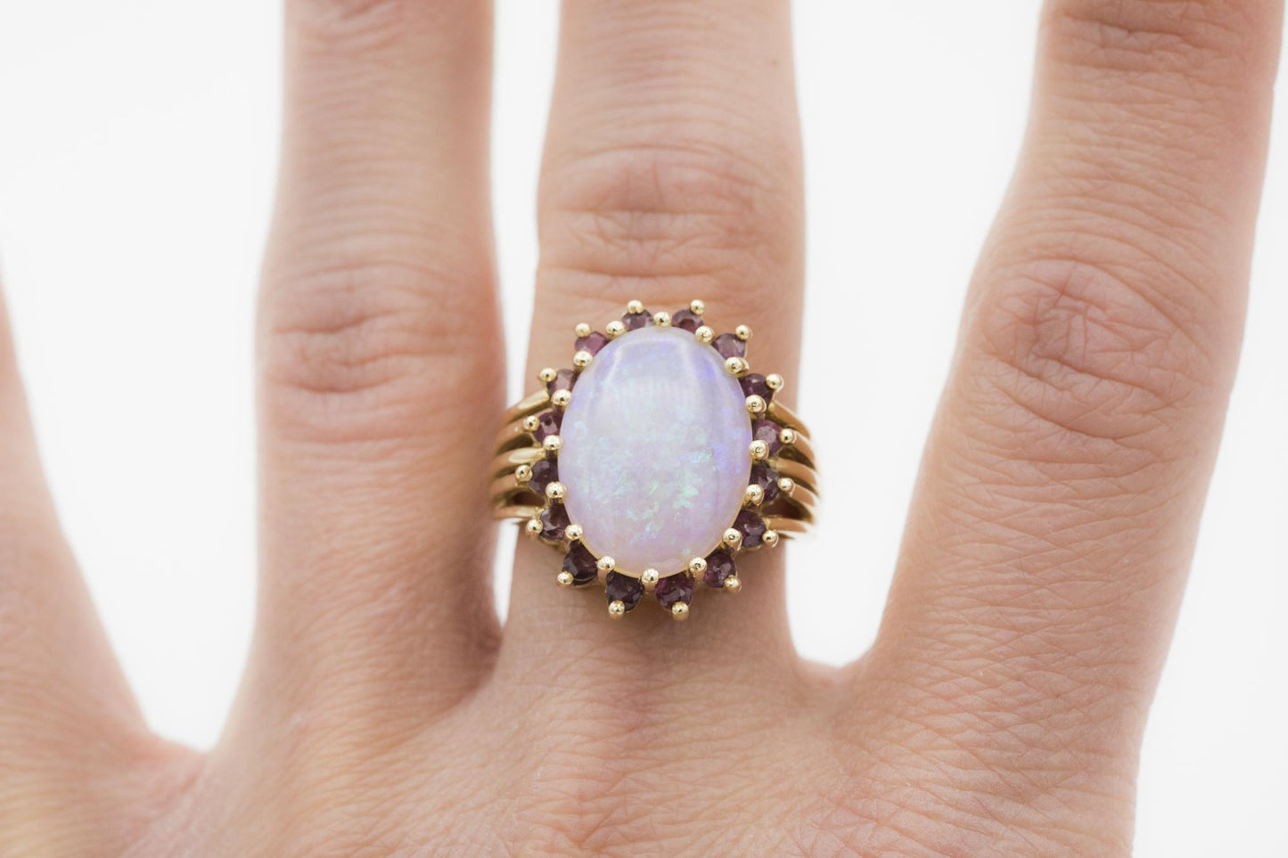 14K Yellow Gold Opal-Ruby Ring