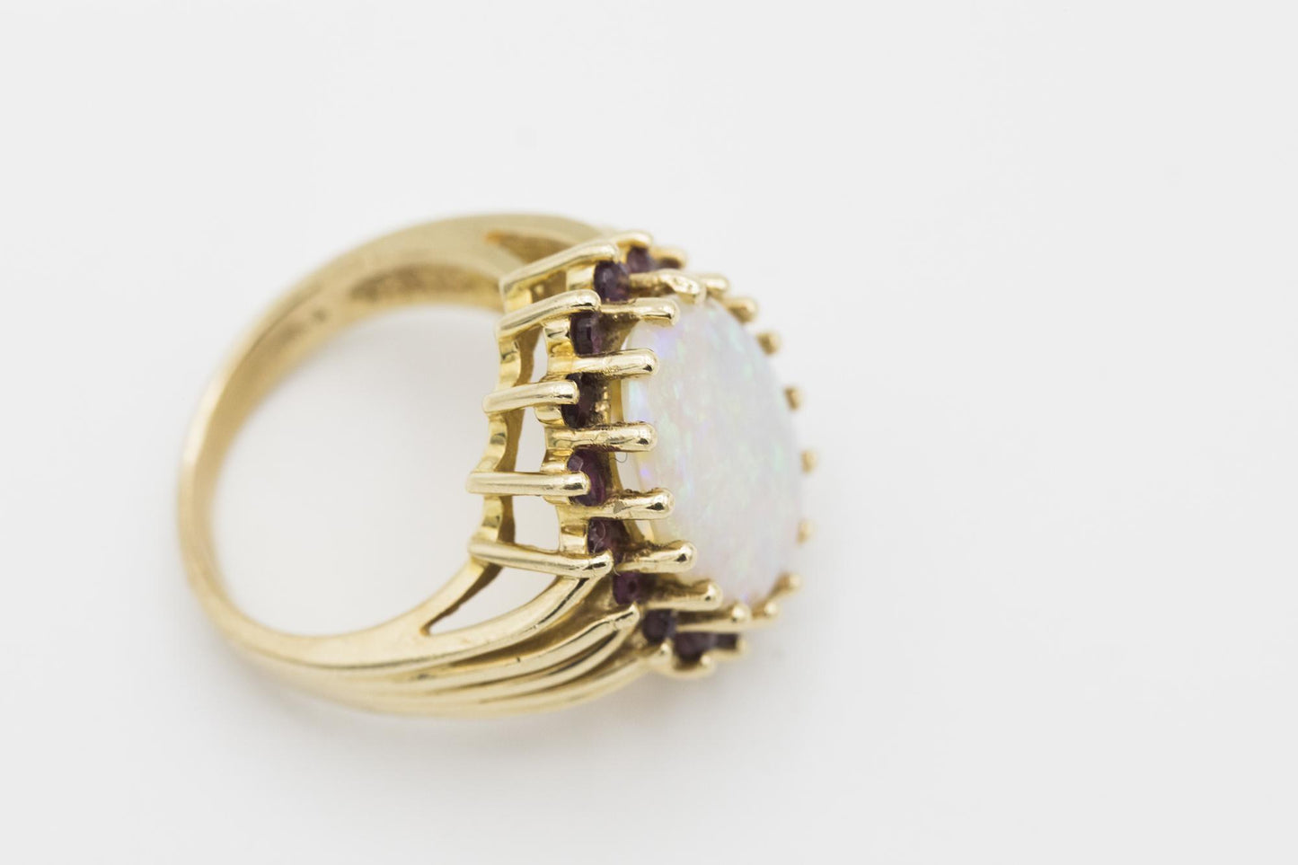 14K Yellow Gold Opal-Ruby Ring