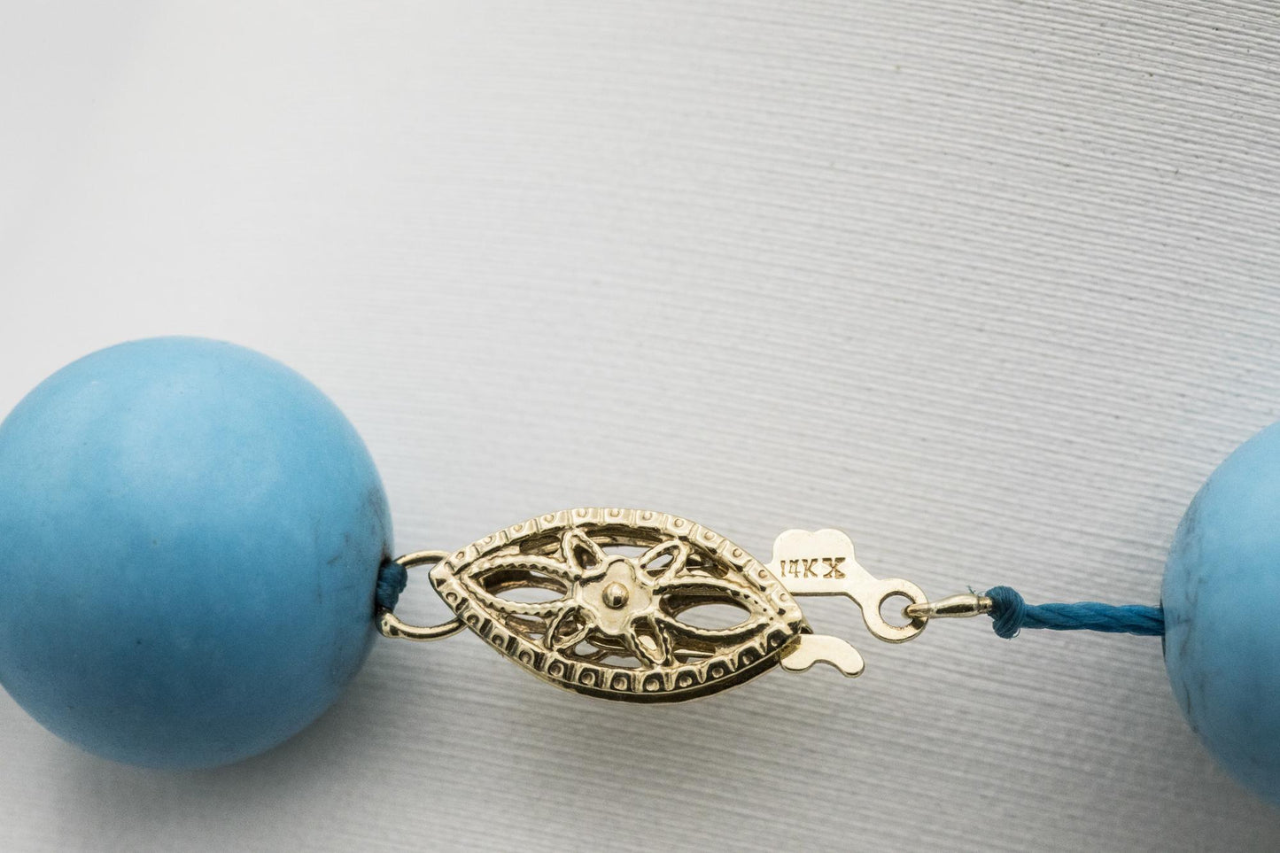 Turquoise Beaded Necklace with 14K Clasp