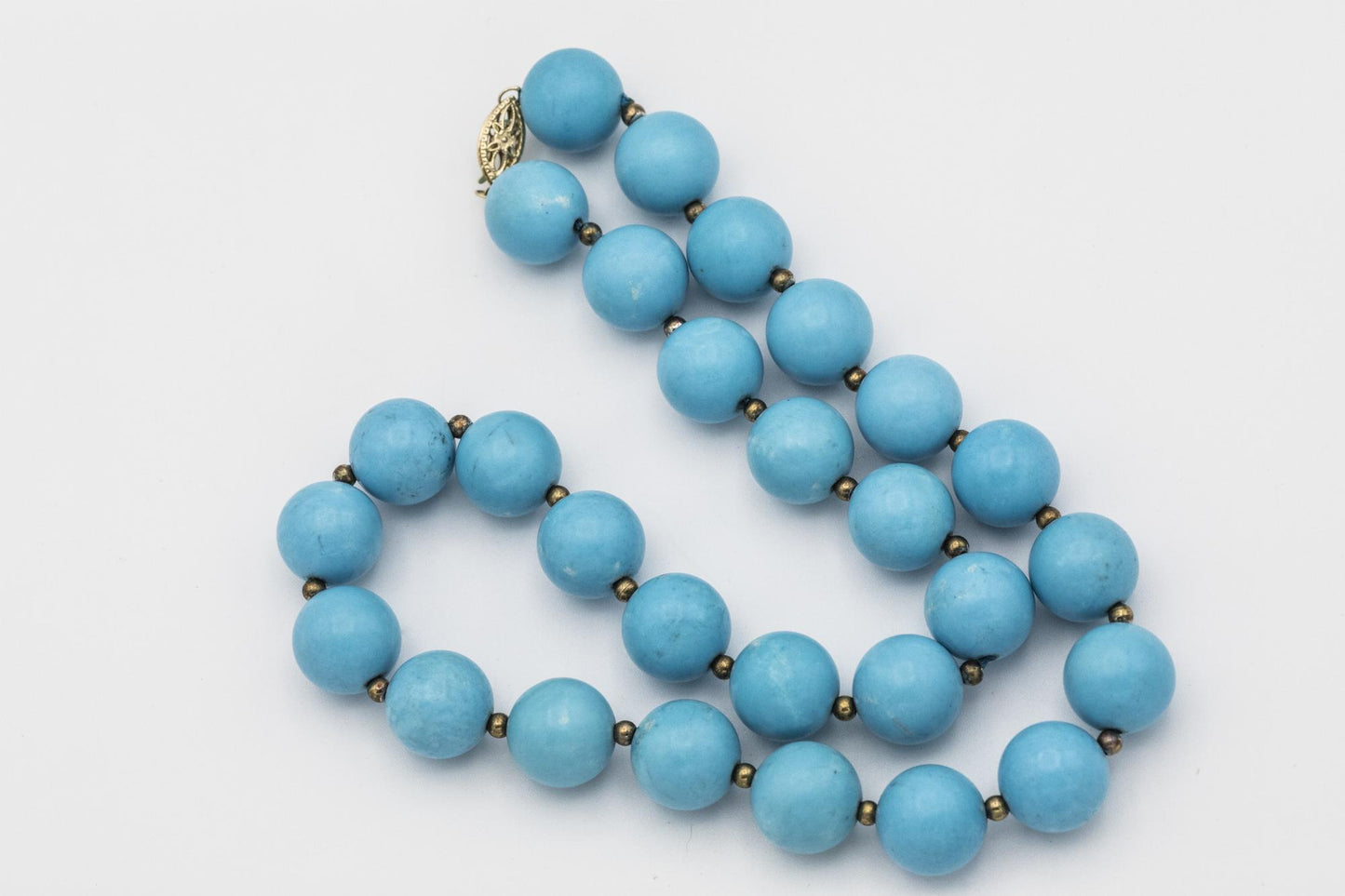 Turquoise Beaded Necklace with 14K Clasp