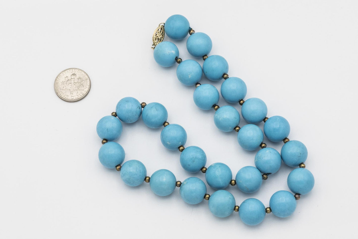 Turquoise Beaded Necklace with 14K Clasp