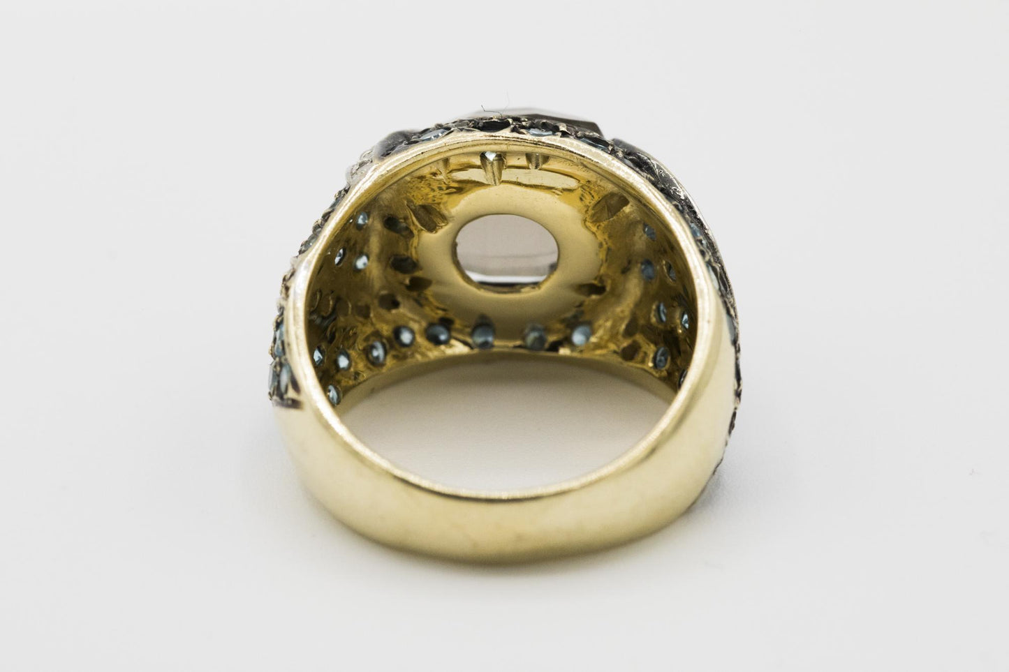 Gorgeous Smoky Quartz, Aquamarine, & Diamond Ring