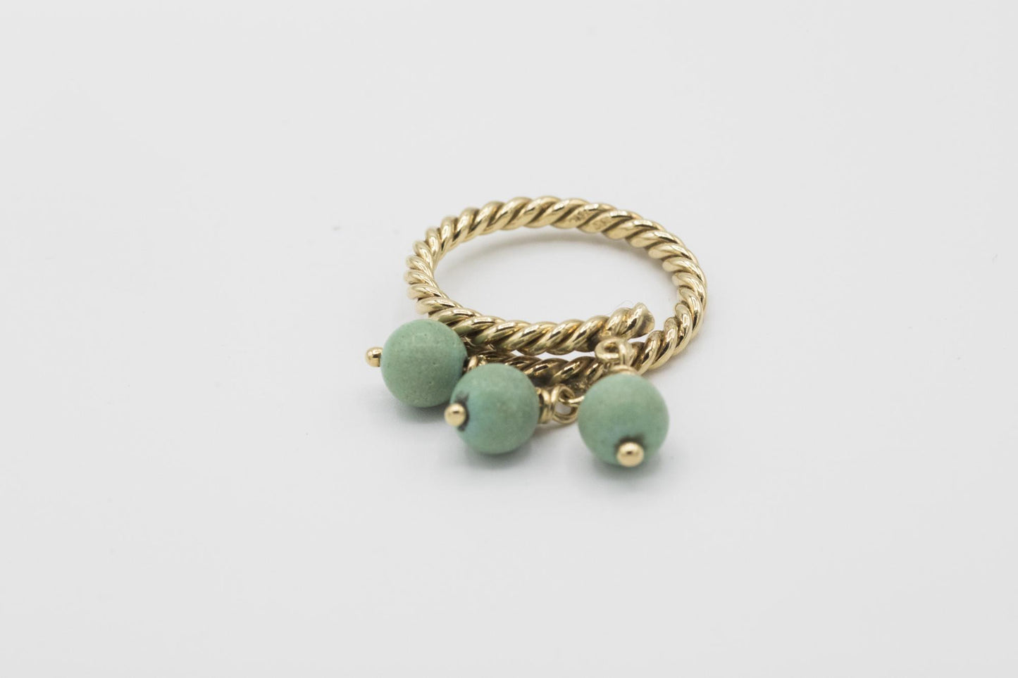Delightful 14K Turquoise Bead Dangle Bypass Ring